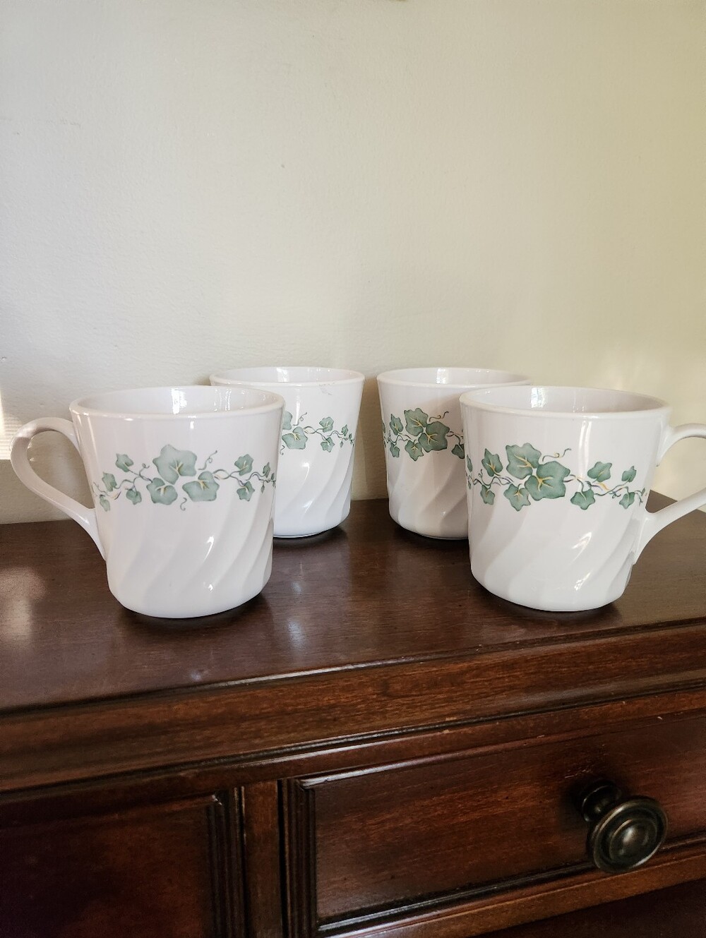 Vintage Corningware Callaway Ivy White Swirl Mugs